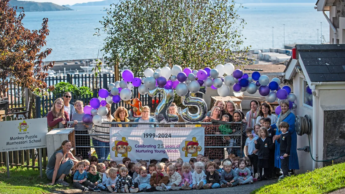 Monkey Puzzle staff and children celebrate the pre-school’s 25th anniversary. (Pictures by Peter Frankland, 33658831/3)