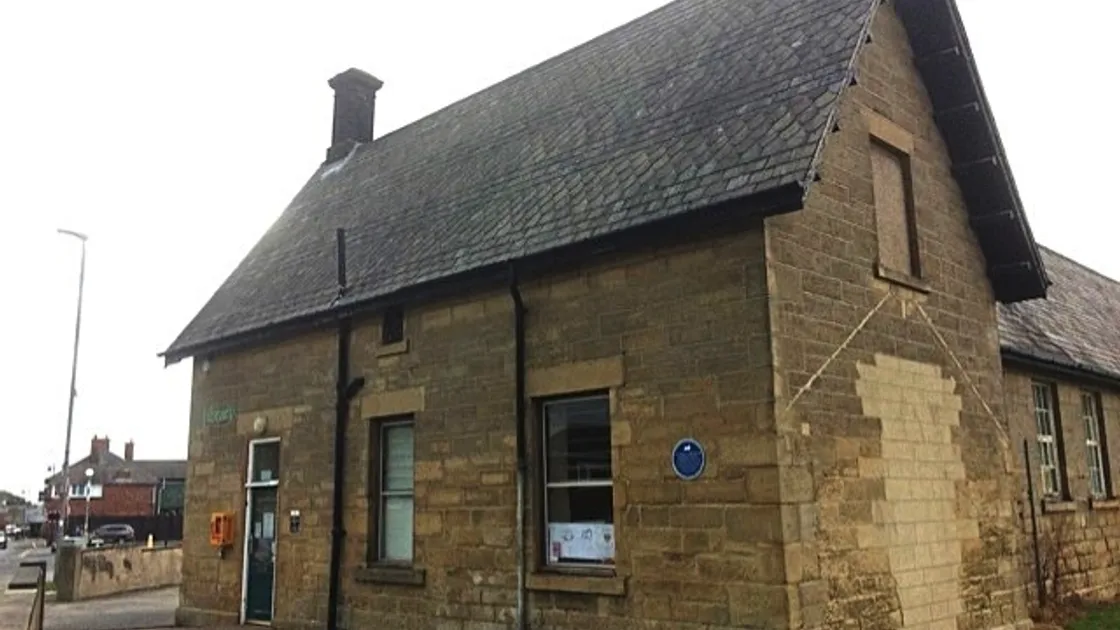 The blue plaque in position in Professor Charles Saint’s birthplace, Bedlington in Northumberland.