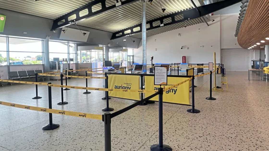 Guernsey Airport departures was empty during check-in for the Newquay flight. (33471279)