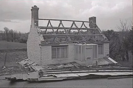 No.3 – The Burns Day storm of 1990 tore the corrugated roof off this cottage at Les Vauxbelets, which was used by members of the astronomy section of La Societe Guernesiaise to store telescopes and other equipment. They ‘would not have had much trouble stargazing on Thursday night’ our caption quipped
