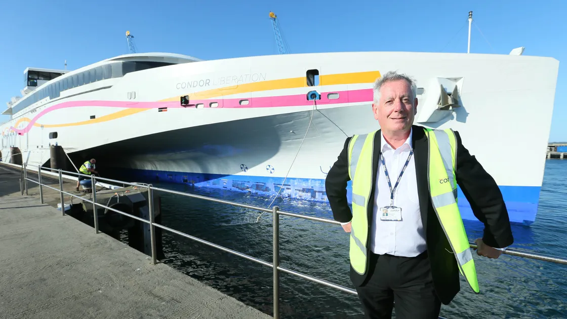 Condor CEO Paul Luxon and the Liberation. The ferry operator has published a 10-point guide to ensuring everything goes smoothly on board. 										       (Picture by Adrian Miller, 21707735)