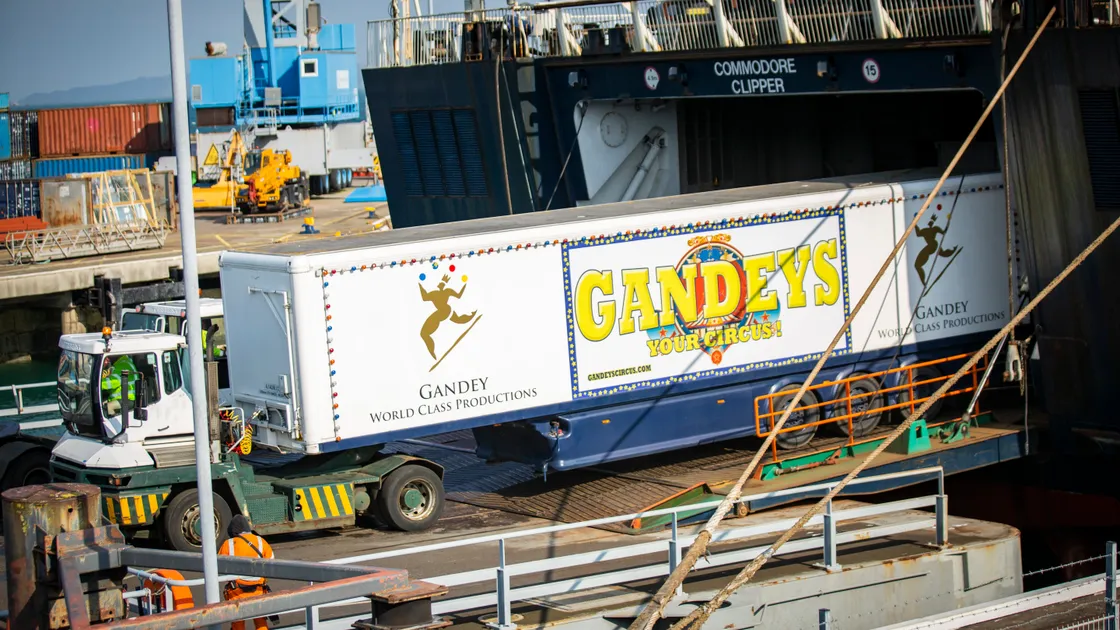 Gandeys Circus arriving in Guernsey on the Clipper yesterday. (Picture by Sophie Rabey, 32020715)