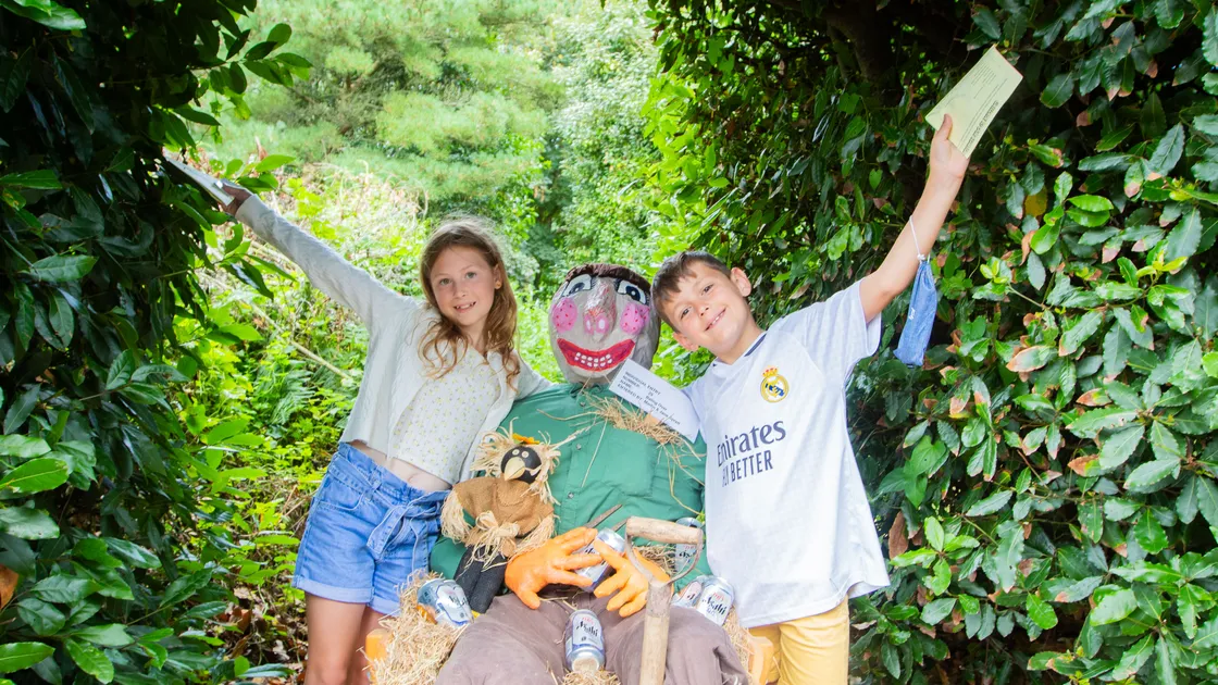 Allyssa and Theo Ferriera, 9 and 8, at the weekend’s Scarecrow Festival 2025 with the entry Baling Over