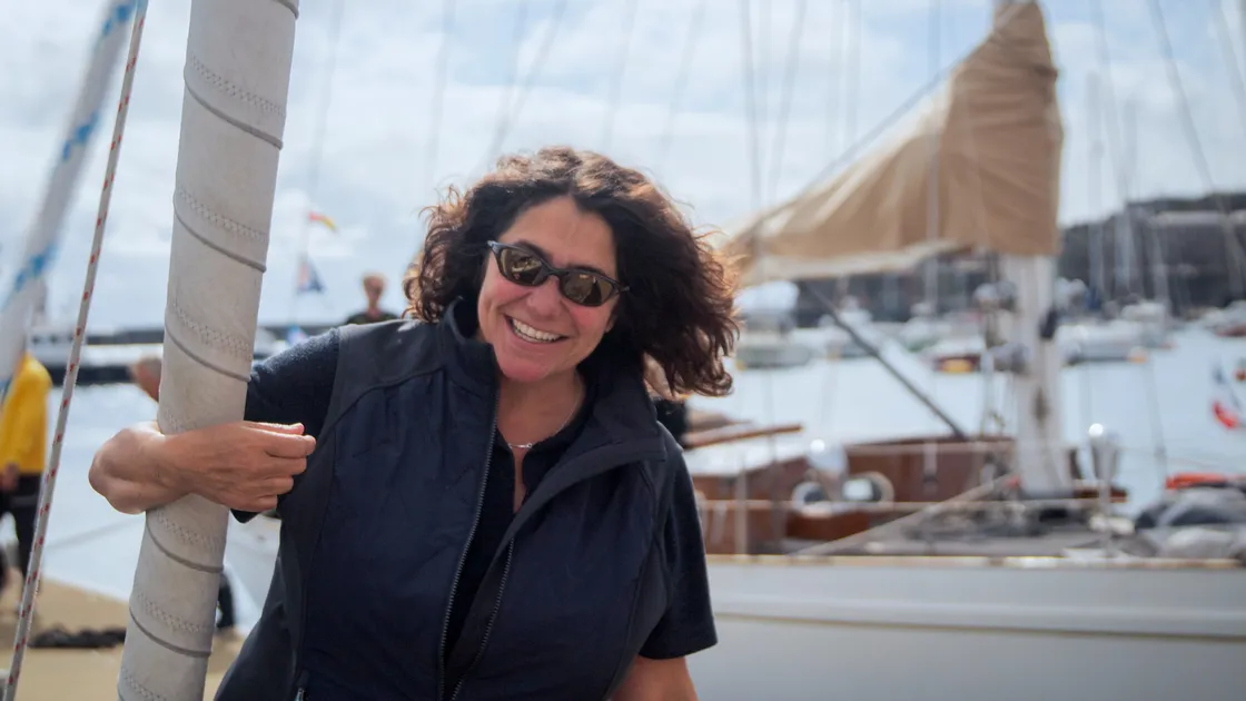Anne-Marie Coyle, skipper of the Sarabunde of Dart in the Classic Channel Regatta. (Picture by Erin Vaudin, 33438907)