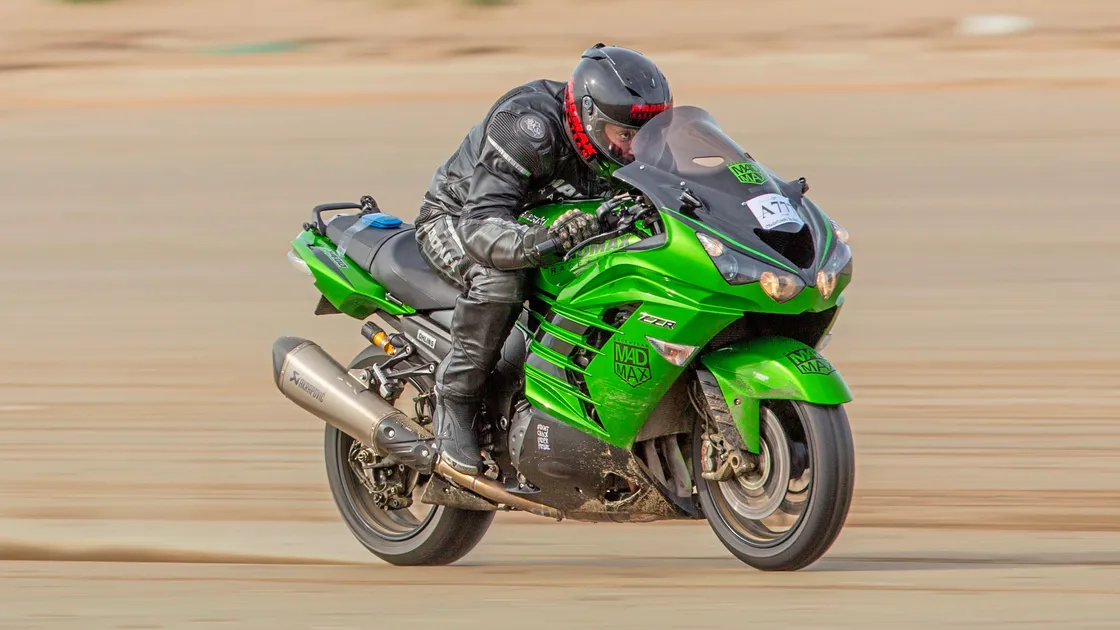 Zef Eisenberg became the first man to beat 200mph on a motorbike on sand yesterday.