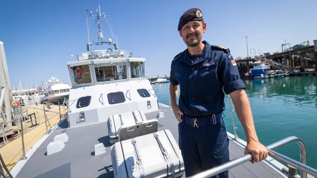Islanders get tour of patrol vessel HMS Explorer