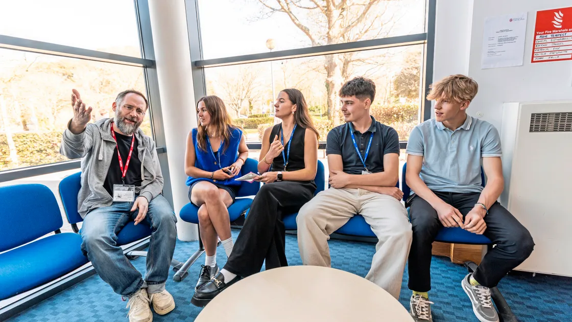 Martin Oetting with students (left to right) Edie Dorrian (17), Sophia Roger (17), Kaden Leadbeater (17) and Cody Wallbridge (16).
