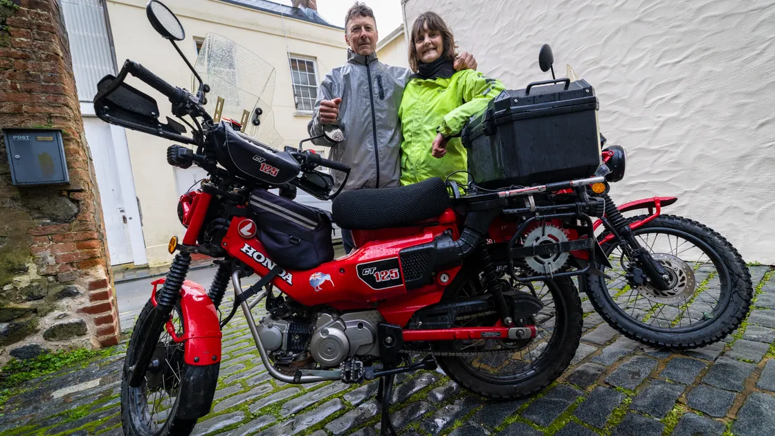 New Zealand couple Phil and Viv Johnston from have travelled more than 60,000km around the world on their Honda 125cc motorbikes.