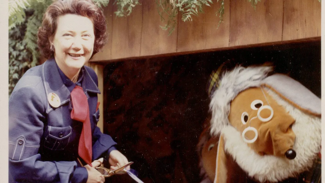 The Wombles author Elisabeth Beresford, pictured with one of her creations Great Uncle Bulgaria, was an Alderney resident for more than 30 years.
