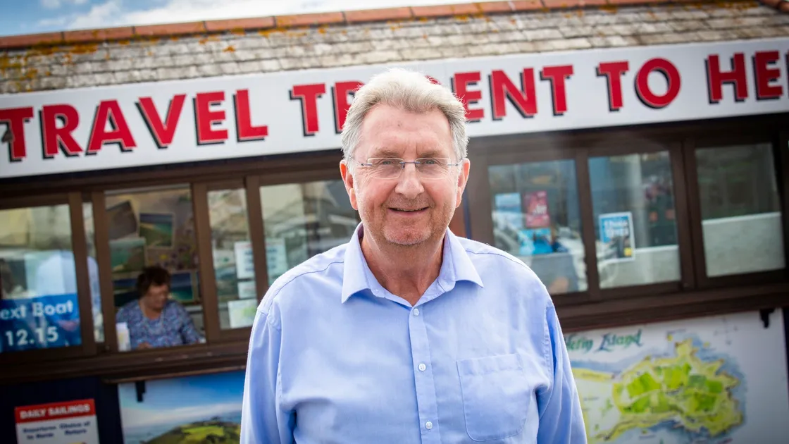 Travel Trident managing director Peter Wilcox at the Herm kiosk in Town. (Picture by Sophie Rabey, 30016528)