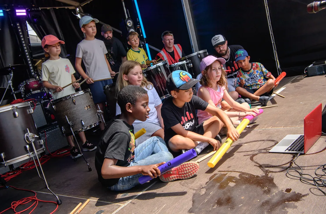 Percussion students entertain the crowd. 