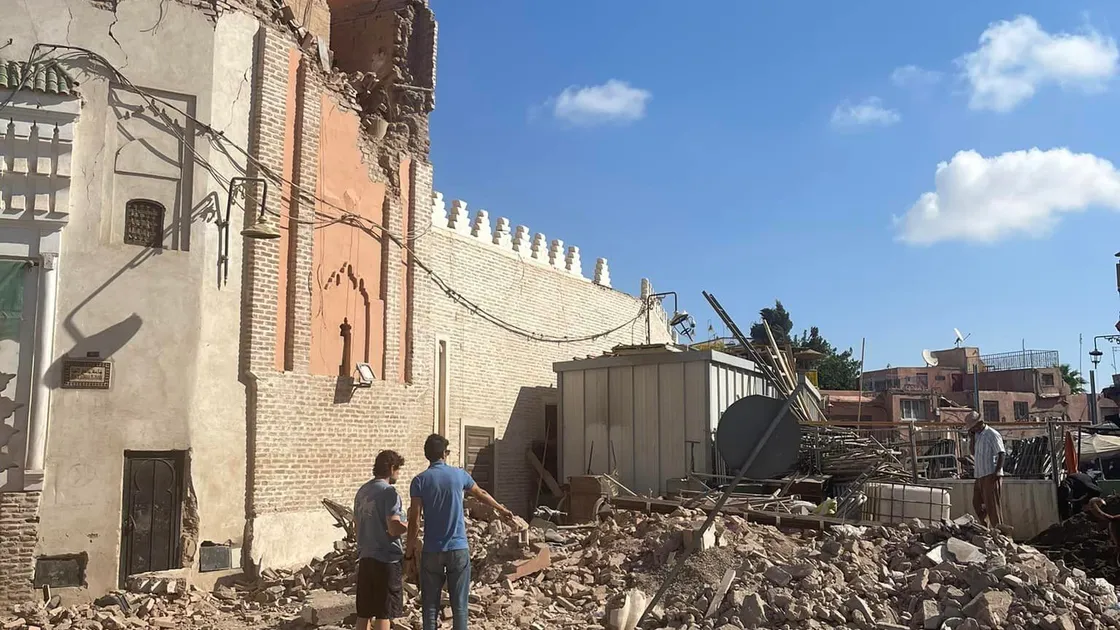 Jo Wyatt and her husband Tim were caught in the Moroccan earthquake on Friday. The tower of a mosque collapsed onto the same spot where the Wyatts had stood during a tour. (Pictures supplied by Jo Wyatt) (32518941)