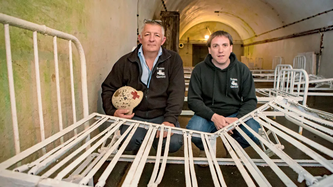 Festung Guernsey’s Paul Bourgaize, left, and Steve Powell in the Underground Hospital, which the wartime history group is reopening six days a week for the season because the owners are unable to do so for family reasons.                                                        (Picture by Steve Sarre, 21587281)