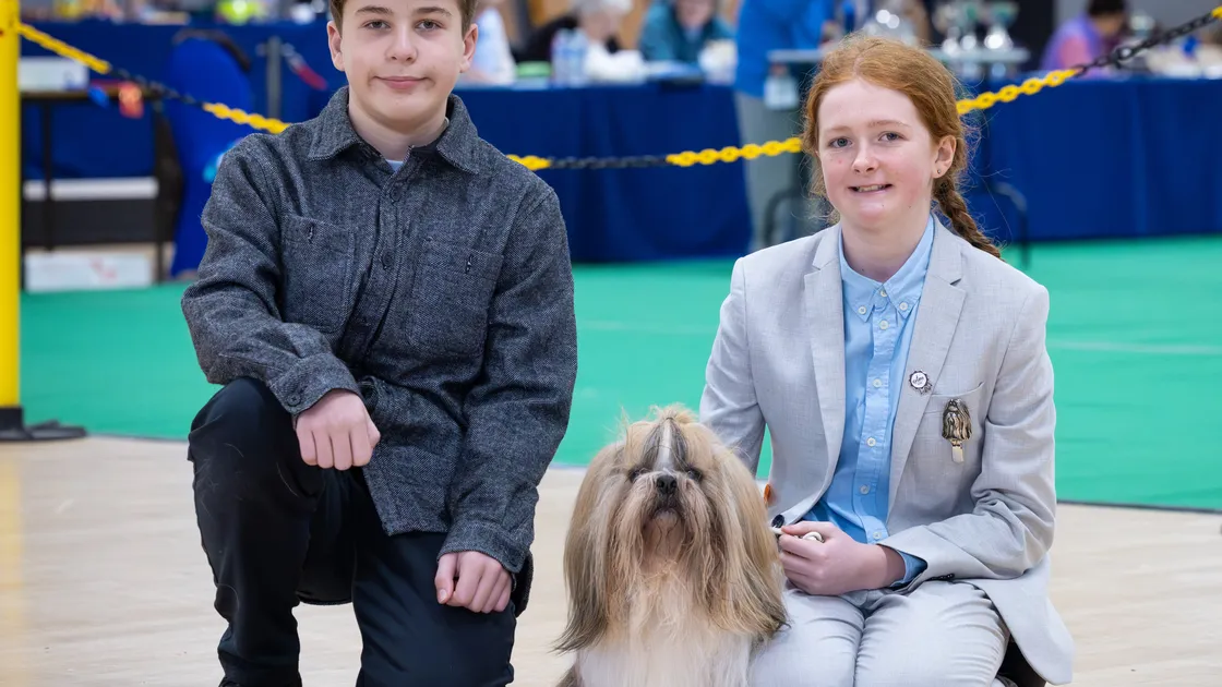 Junior handlers Lucas Beardow and Tahlia Rault at the Guernsey Kennel Club Dog Show with Tahlia’s Shih Tzu, Mickey.