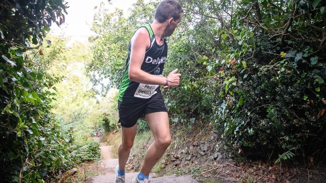 James Priest takes a look behind him after Moulin Huet steps, with only Andrew Zabiela in sight.