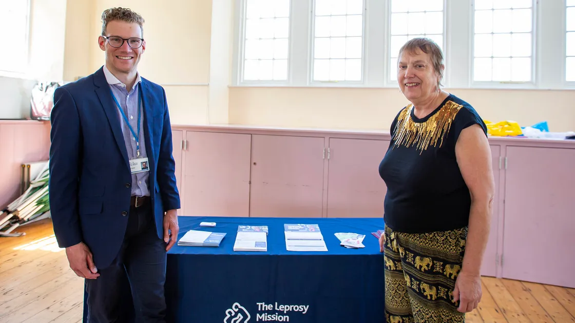 Chris Stratta from the Leprosy Mission and Margaret Scarlett have both had experience helping people with leprosy. (Picture by Karl Dorfner, 33310492)