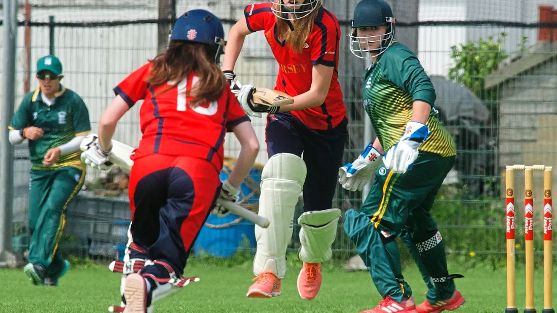 Jersey opener Lily Jones sets off on a run during her maiden half-century on Saturday at FB Fields. (Pictures by Jon Guegan, 21686697)