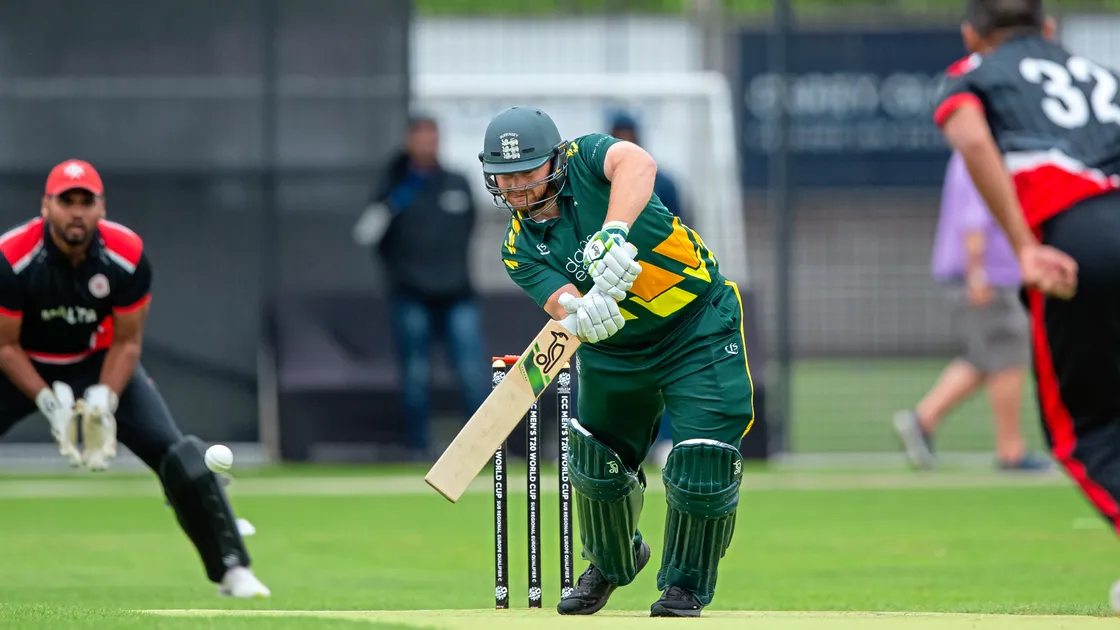 Josh Butler finished 44 not out as Guernsey made it two wins from two in the T20 World Cup qualifier. (Picture by Martin Gray/Guernsey Sport Photography, 33534818)