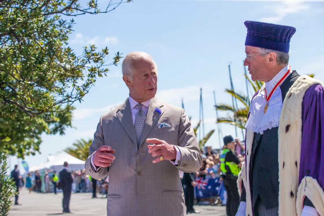 Talking to King Charles III during his 2024 visit to the Bailiwick