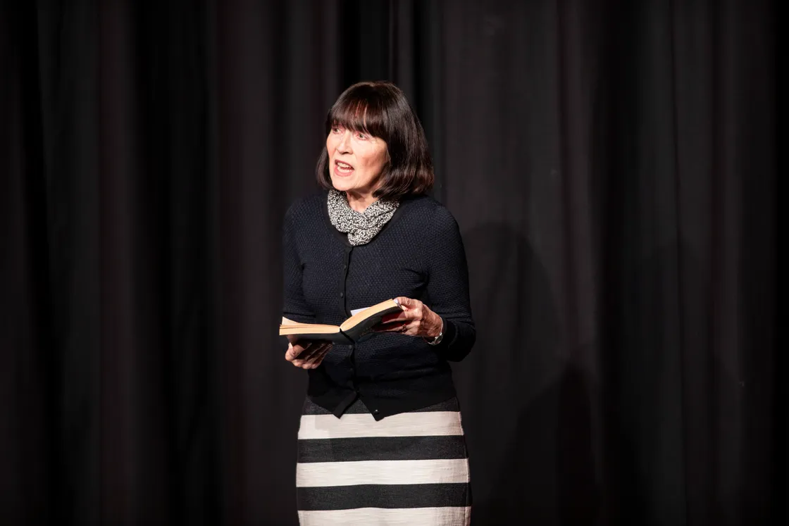 Sandra Martel-Dunn, seen here reading from A Year Of Marvellous Ways by Sarah Winman in 2024, got back into performing a few years ago, after a long hiatus.