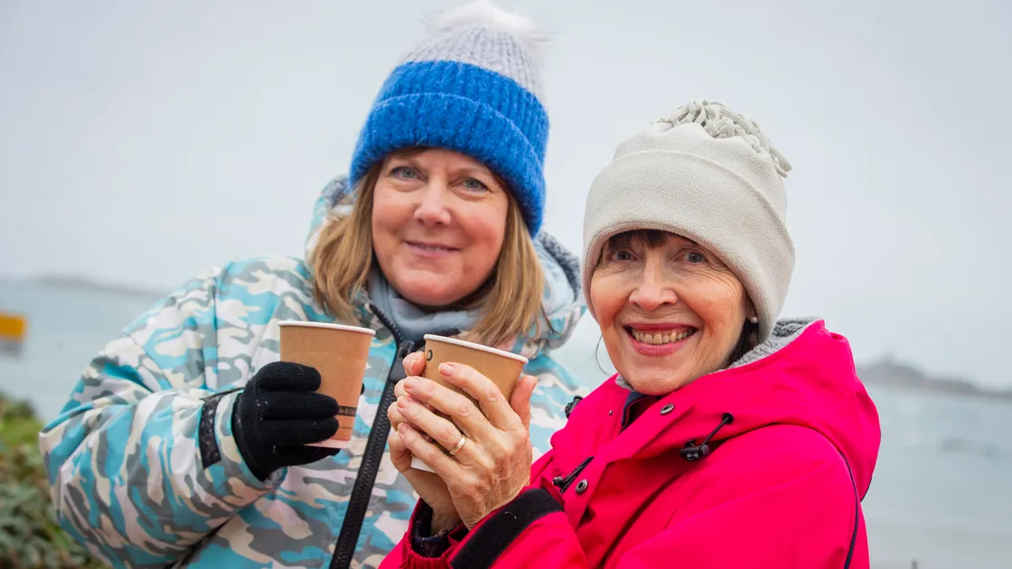 Sara Wright, left, and Sandra Martel-Dunn enjoying their hot drinks. (31629481)