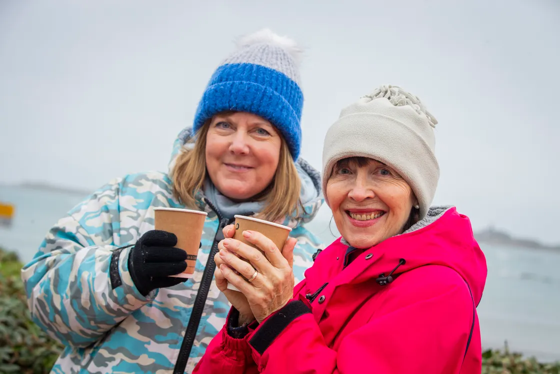 Sara Wright, left, and Sandra Martel-Dunn enjoying their hot drinks. (31629481)