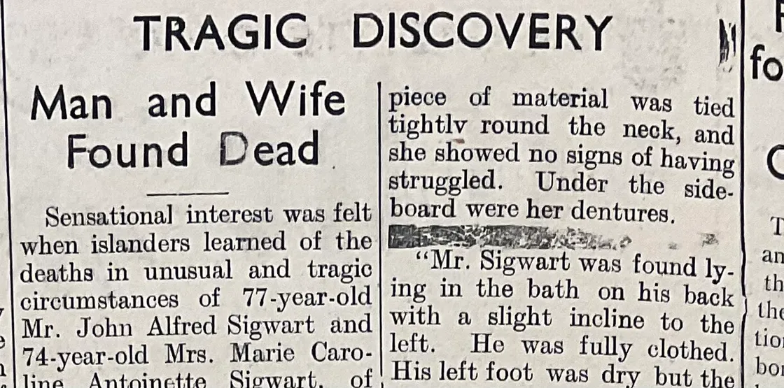Report of the Sigwarts' deaths