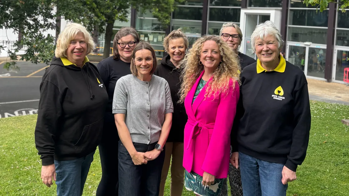 Back row, left to right, Francesca McDermott, Linda Paley, Juliette Thompson from Bowel Cancer Guernsey. Front row, left to right, Sara Gould from BCG, Vice President of Marketing & Communications at Butterfield Channel Islands Claire Heaume, Country Head Guernsey Wealth & Personal Banking at HSBC Candida Collar, and the charity’s chairwoman Anne Brouard. 					 (34813653)