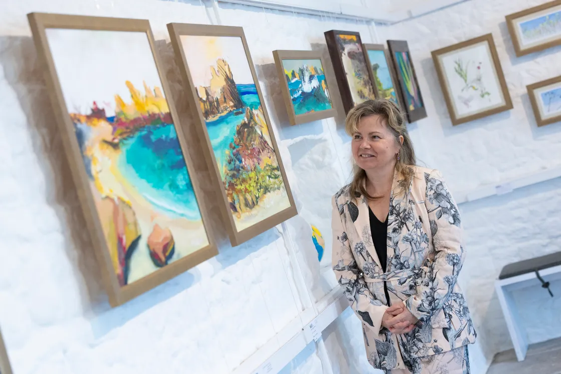 Bozena Pollock with her ‘accidental’ diptych.
