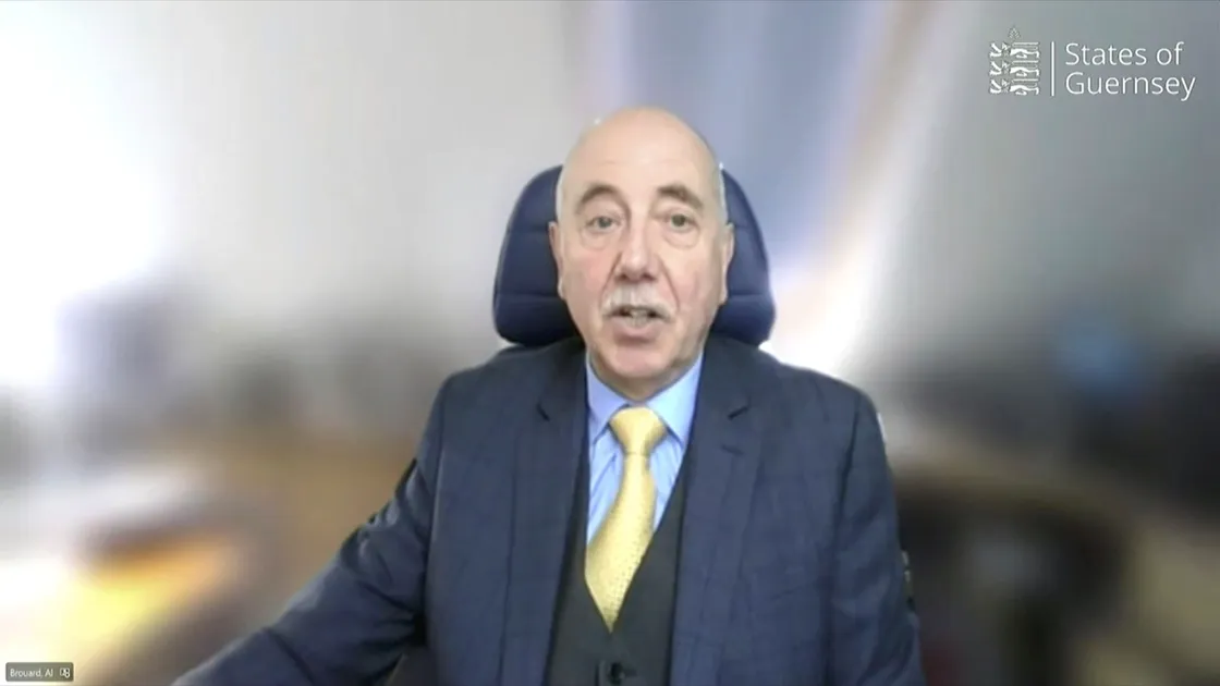 Health & Social Care president Al Brouard taking part in yesterday’s online media briefing. 