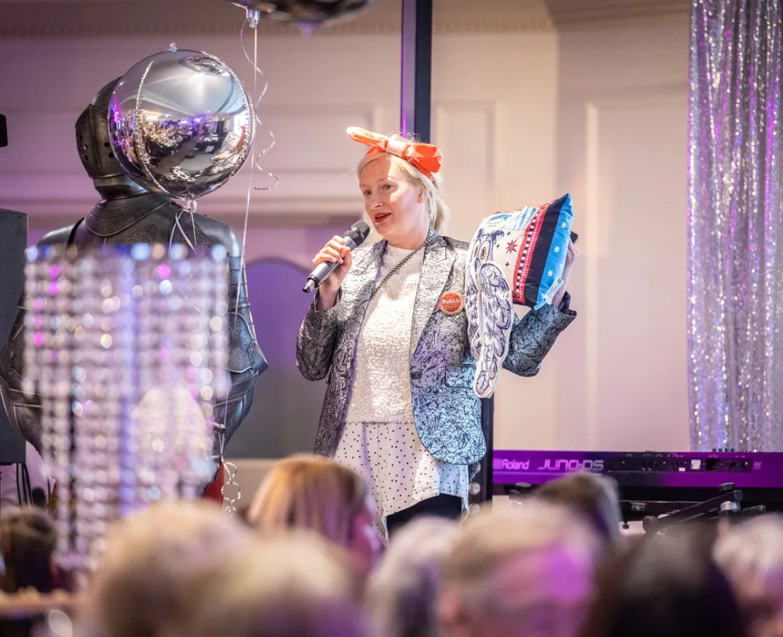 House of Fandango’s Lucy Freeth with one of the comforting pillows created for children