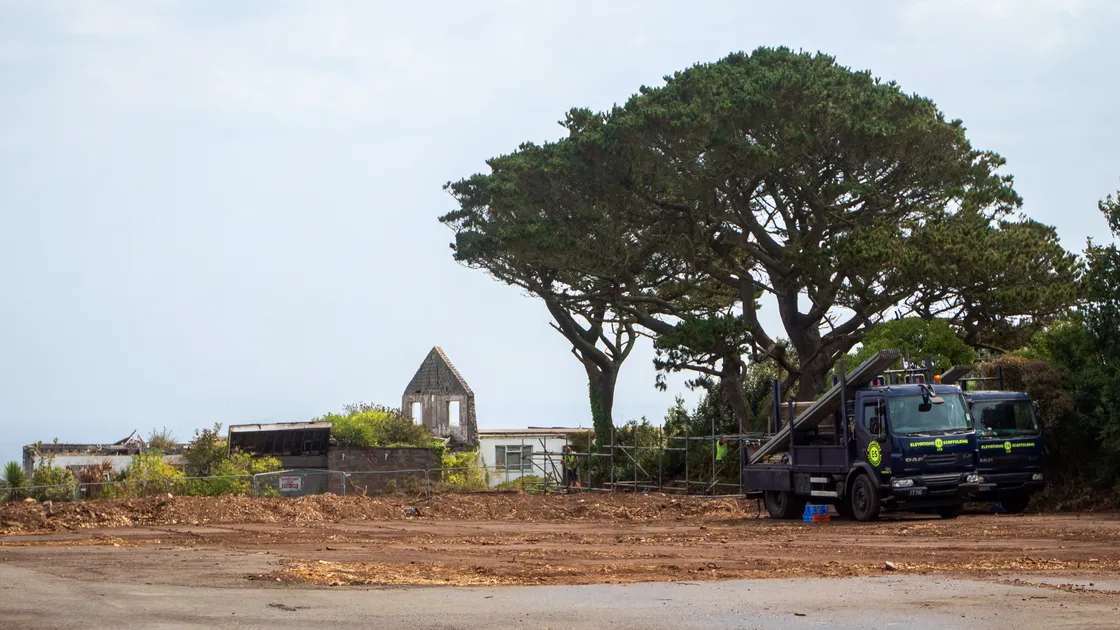 The former Idlerocks Hotel site part-way through clearance yesterday.