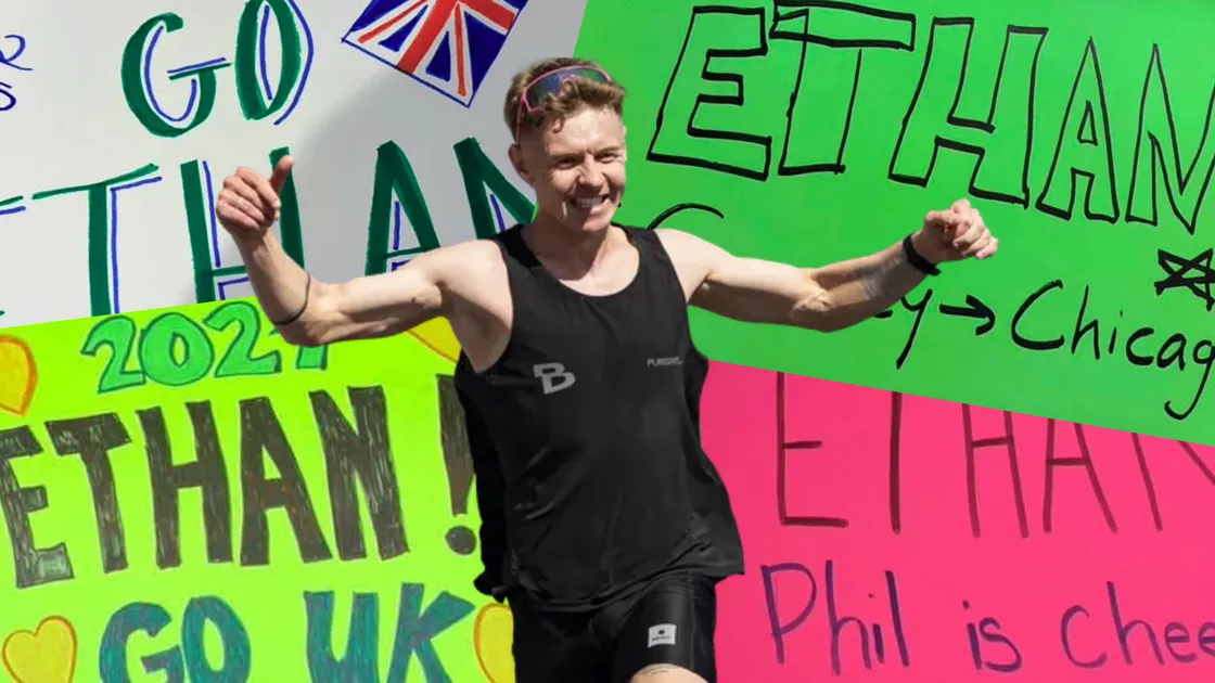 Ethan Woodhead felt the love around the course, with shouts of encouragement, people screaming his name while cheering and dancing as he ran past, as well as a whole host of home-made banners.