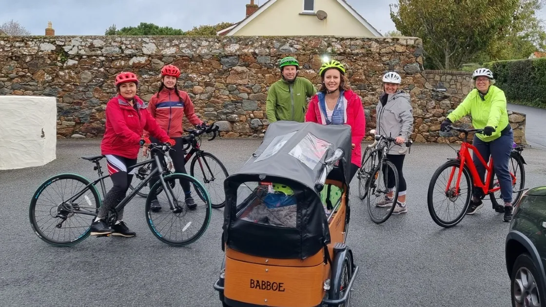 Dr Victoria Toumazi, centre, and colleagues from Queens Road Medical Practice setting a good example in cycling from Queen’s Road to Longfrie surgery ahead of COP27 last year to encourage healthcare providers to take steps to protect future generations from the effects of the climate crisis. Left to right: Dr Rosa Lavarello, Dr Marta Vila, Alec Gibson, Dr Toumazi, Dr Chloe Savident and Dr Ruth Swainston.