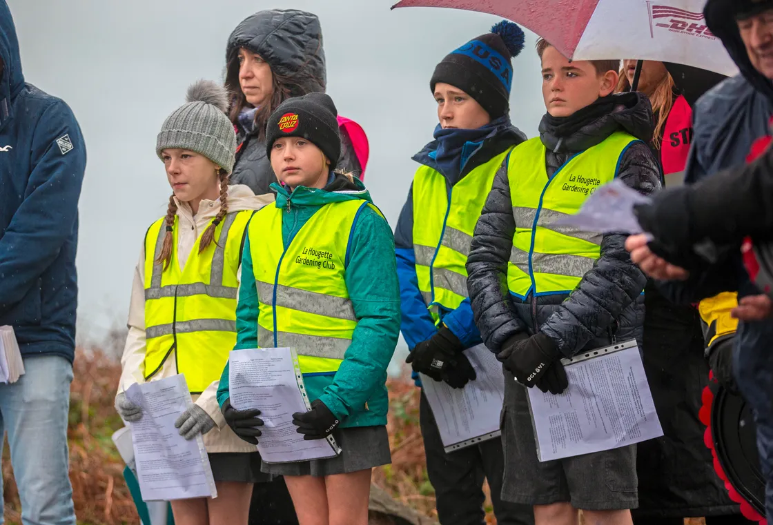 Pupils at La Houguette Primary School study the loss of the Prosperity as part of the curriculum. Four of them and two staff members attended yesterday’s 50th anniversary memorial service. (32887981)