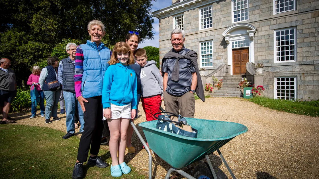 At the Plant Heritage Giant Plant Sale at Sausmarez Manor were three generations of the Marsh family, Marion Marsh (left) and Sam Marsh (right) with their daughter Laura Harrison, and grandchildren Sophie and Nathan. (Picture by Sophie Rabey, 30874302)
