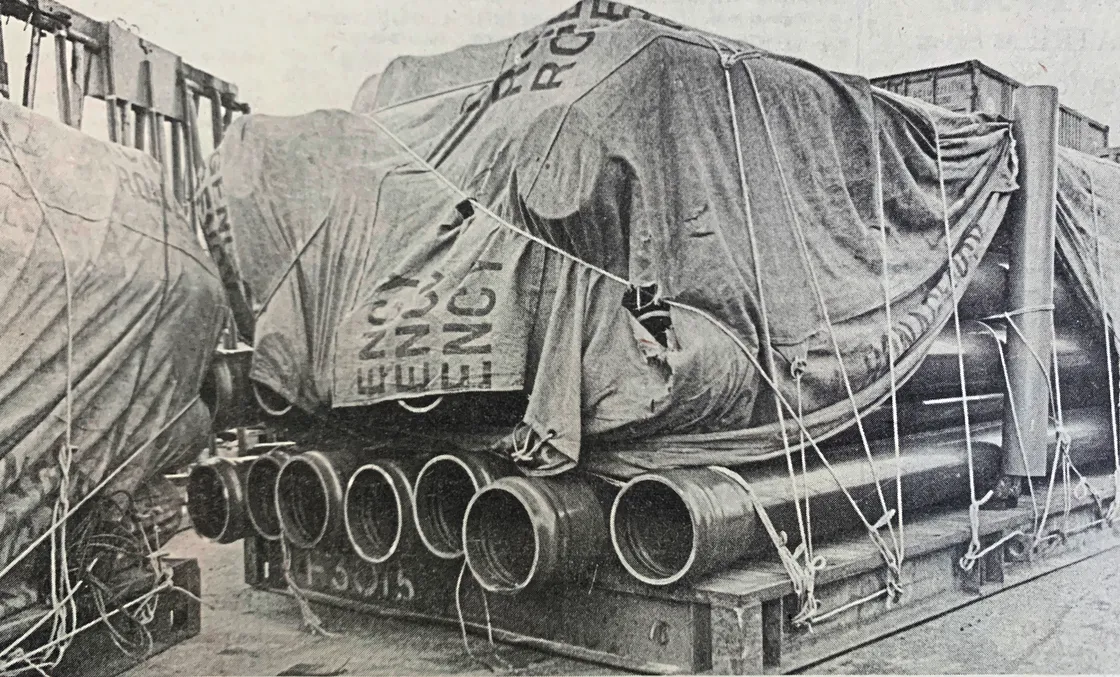Having been delayed by a strike, pipes arrived from Portsmouth on 21 May which enabled stream water from La Charroterie to be pumped into the island’s supply rather than flowing out into the sea.
