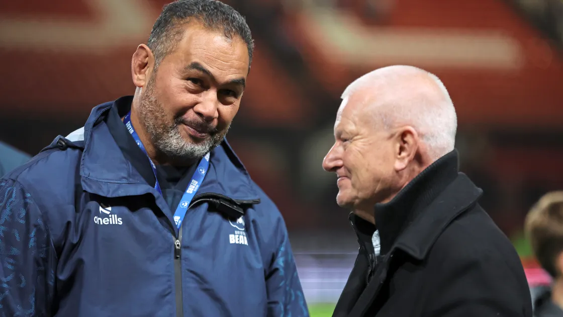 Bristol Bears owner Stephen Lansdown, right, with director of rugby Pat Lam.
