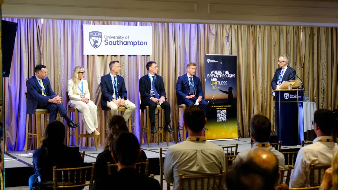 The University of Southampton has launched its fundraising campaign for the Institute for Medical Innovation. It held an event at St Pierre Park to launch the campaign. Left to right: Professor Tim Underwood, Professor Rox Carare, Dr Jay Self, Professor Hywel Morgan, Professor Paul Elkington and Fergus Walsh. 