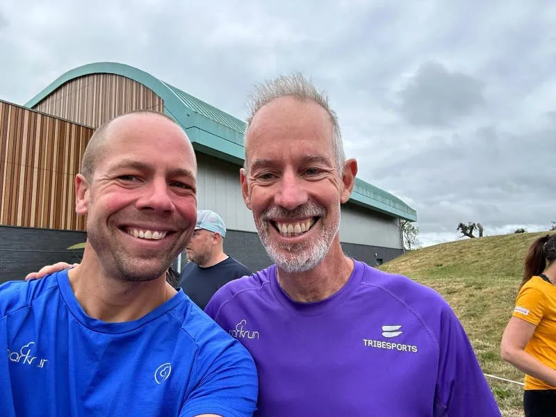 Paul Sinton-Hewitt, right, with Darren Wood, who has taken part in more than 900 parkruns.