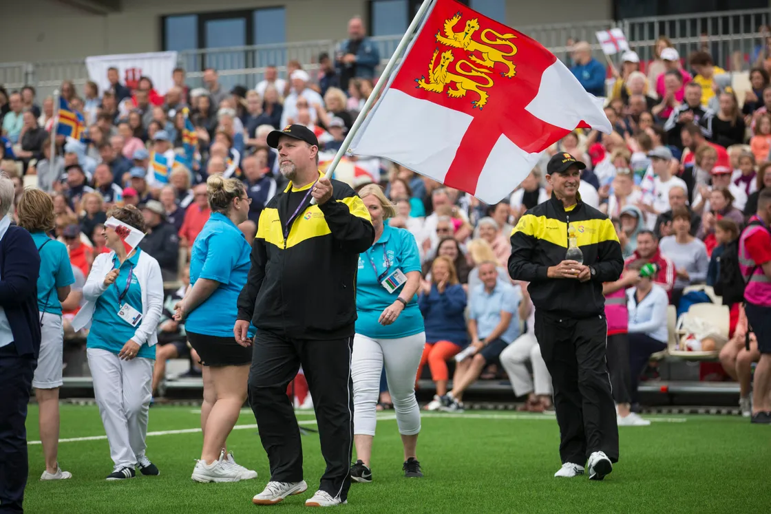 The red cross flag, with two yellow lions, was first designed in 1938 as a flag for the seigneur. In 1987 it was used to represent Sark in the Island Games and it became the de facto flag of Sark. (Picture by Peter Frankland, 33427602)