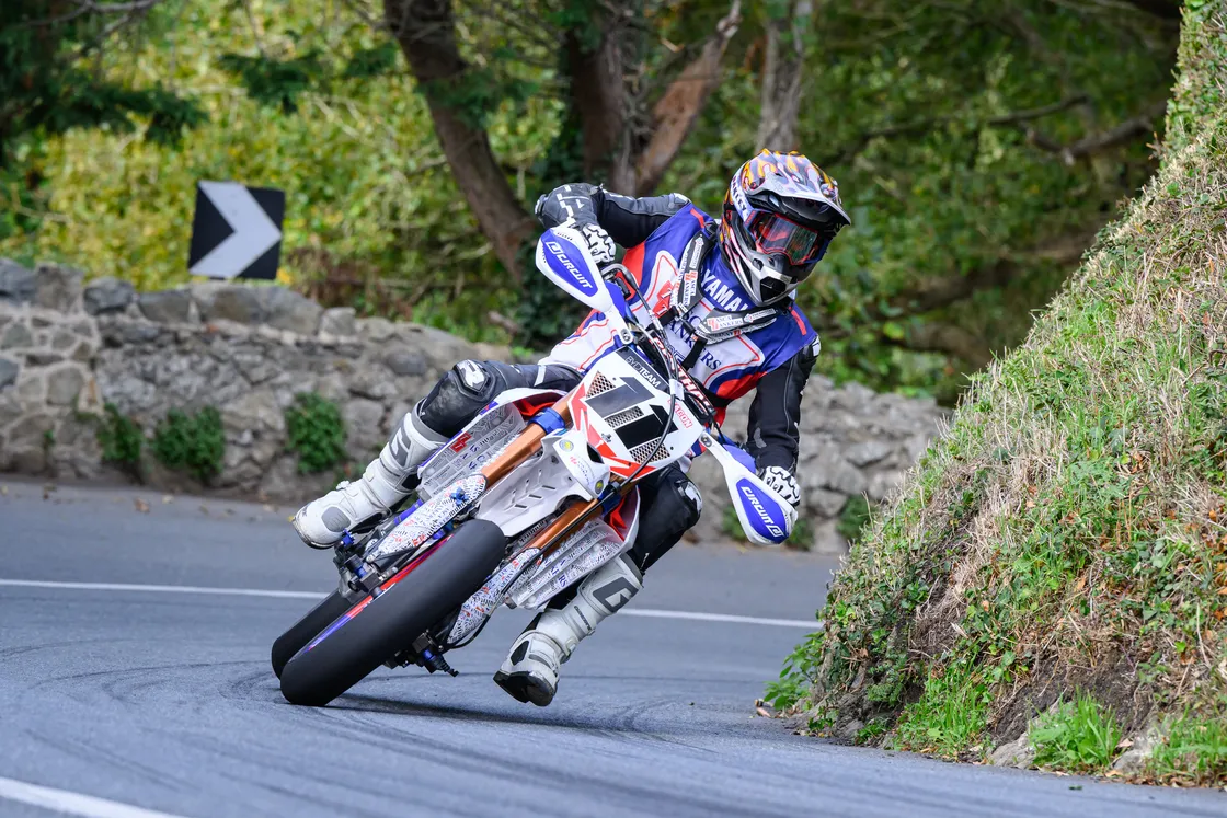 Fastest on two wheels was Jamie Bacon riding a Yamaha 450.