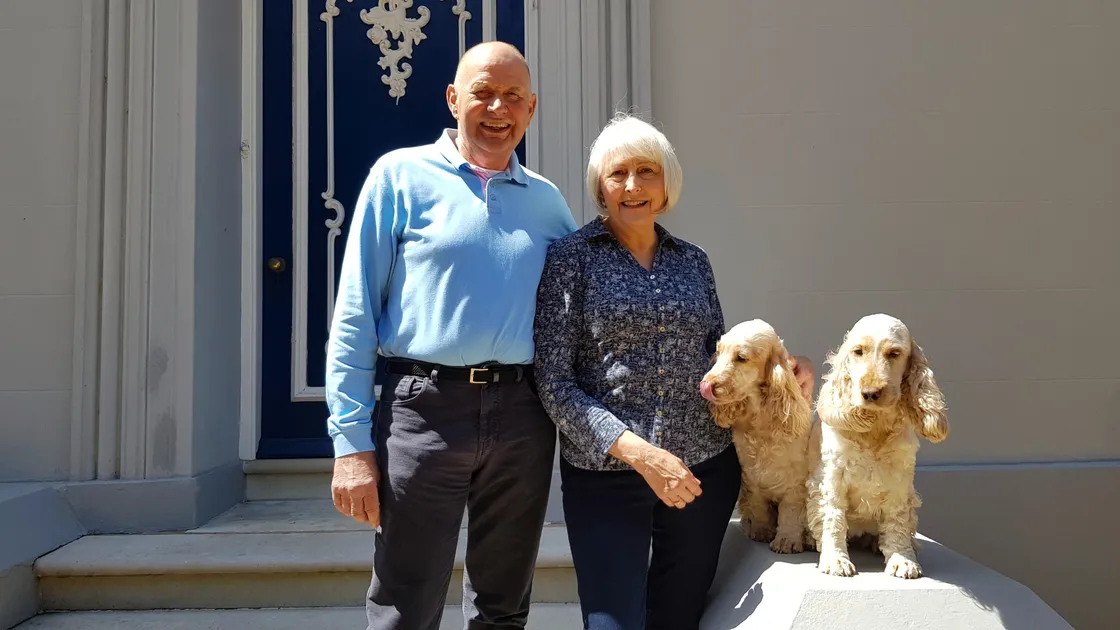 Graham and Linda Dorey with their spaniels Daisy and Penny. The couple are selling Brooklands Farm, which has been owned by the Dorey family for more than a century. (29533016)