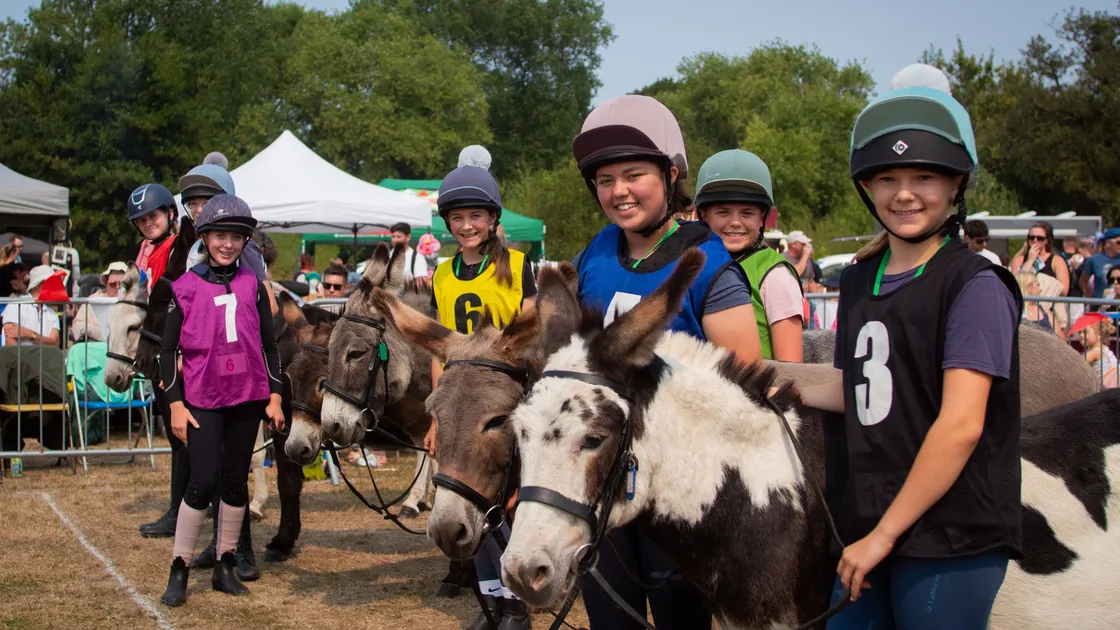 Some of the runners and riders from Saturday's Donkey Derby, from left, Penny Breckon, Hollie Ogier, Olivia Dyer, Maiya Batiste, Elsie Argo, Maisie Argo, and Evie Queripel.					 (Pictures by Erin Vaudin, 34365142)