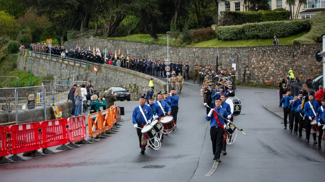 The Boys’ Brigade led the parade down Le Val Des Terres where a decent-sized crowd had gathered to watch it pass. (Pictures by Luke Le Prevost. 32088486)