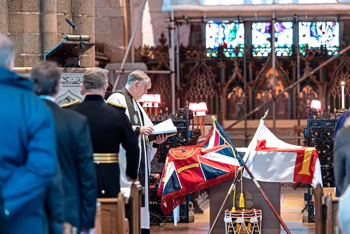The colours were initially blessed by Dean of Guernsey the Very Rev. Tim Barker