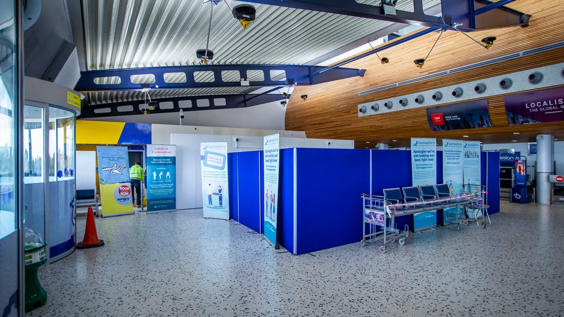 Guernsey Airport Terminal work, making space for new baggage scanning equipment that will meet the latest regulations. (Picture by Sophie Rabey, 29565423)