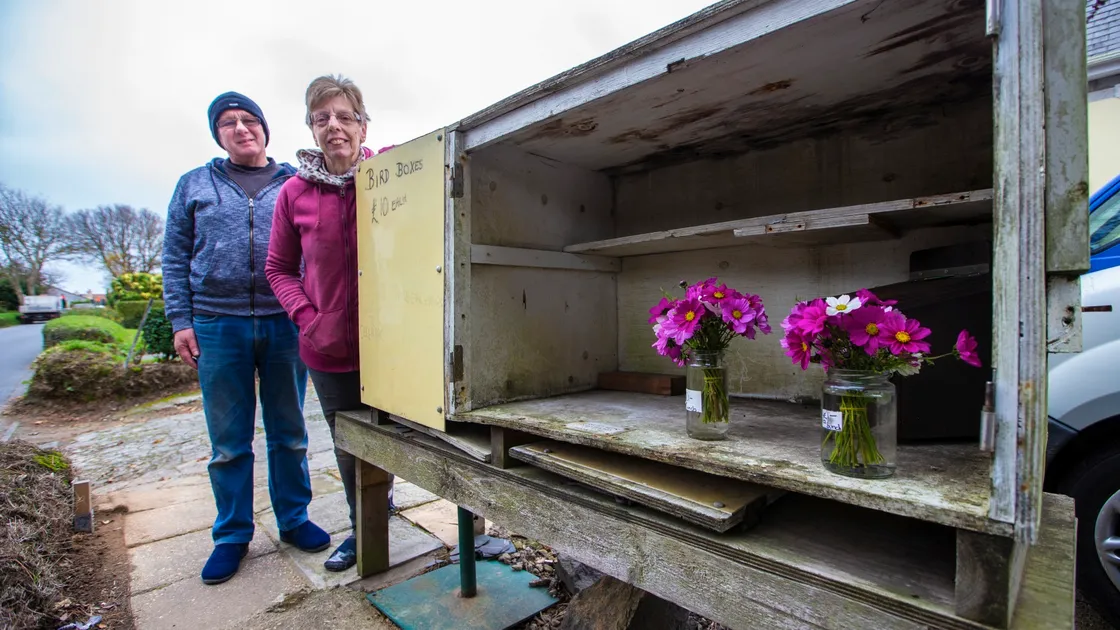 Sarah and Dave Girard had products from their hedge veg stall damaged over the weekend. Jars of pickles, jams and chutney were smashed in the road. (Picture by Peter Frankland, 30174566)
