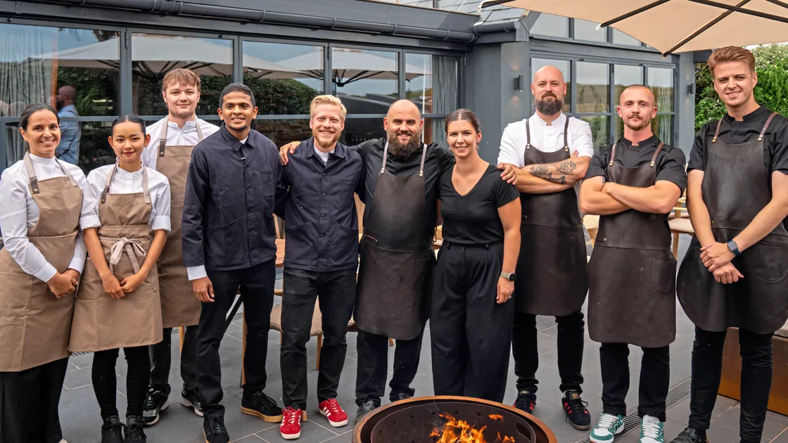 Executive chef Nathan Davies (sixth from left) and the rest of the Vraic team