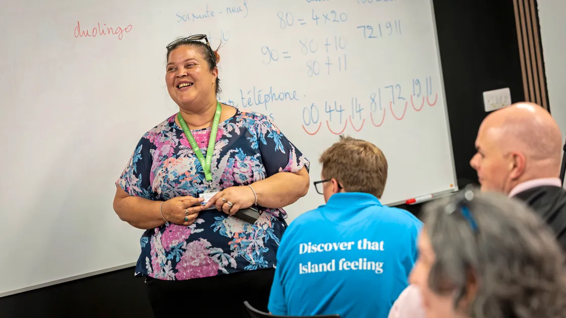 The Guernsey Institute's Juliana Le Prevost hosted a French taster session at the Digital Greenhouse.